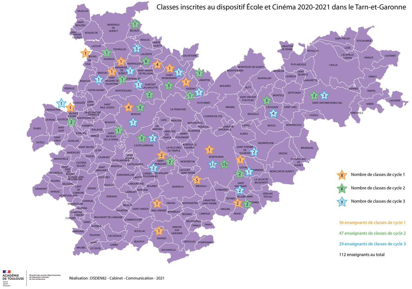 Carte des écoles inscrites