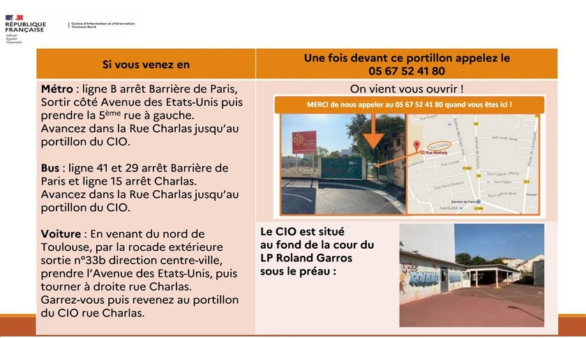 Venir au CIO de Toulouse nord