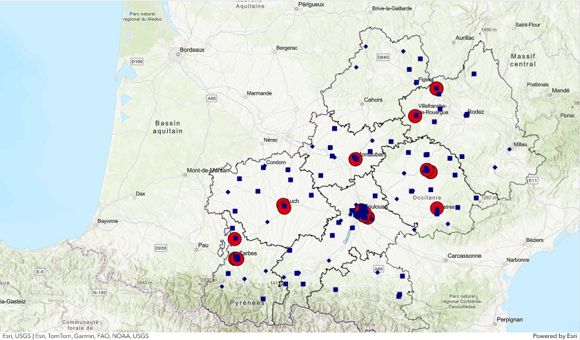 Carte des cordées de la réussite dans l'académie de Toulouse RS 2024