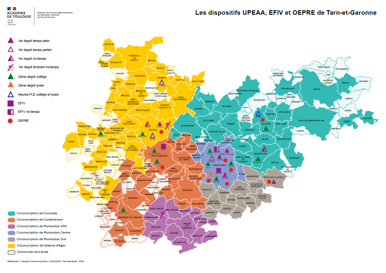 Les dispositifs UPEAA (Unité Pédagogique pour Élèves Allophones nouvellement Arrivés) — EFIV (des enfants de familles itinérantes et de voyageurs) — OEPRE (Ouvrir l'école aux parents pour la réussite des enfants)