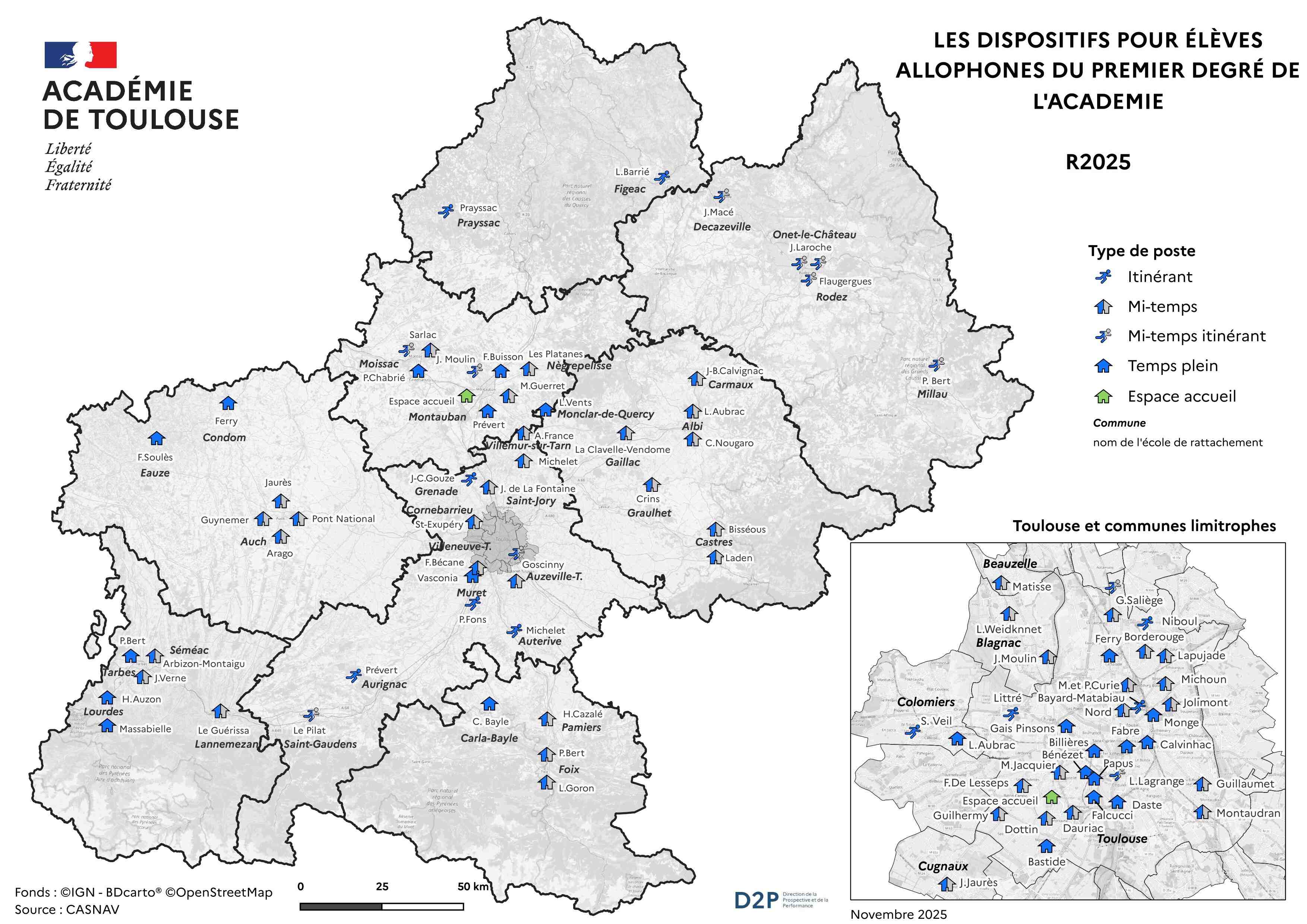 D2P - UPE2A 1D Carte académique - Rentrée 2025