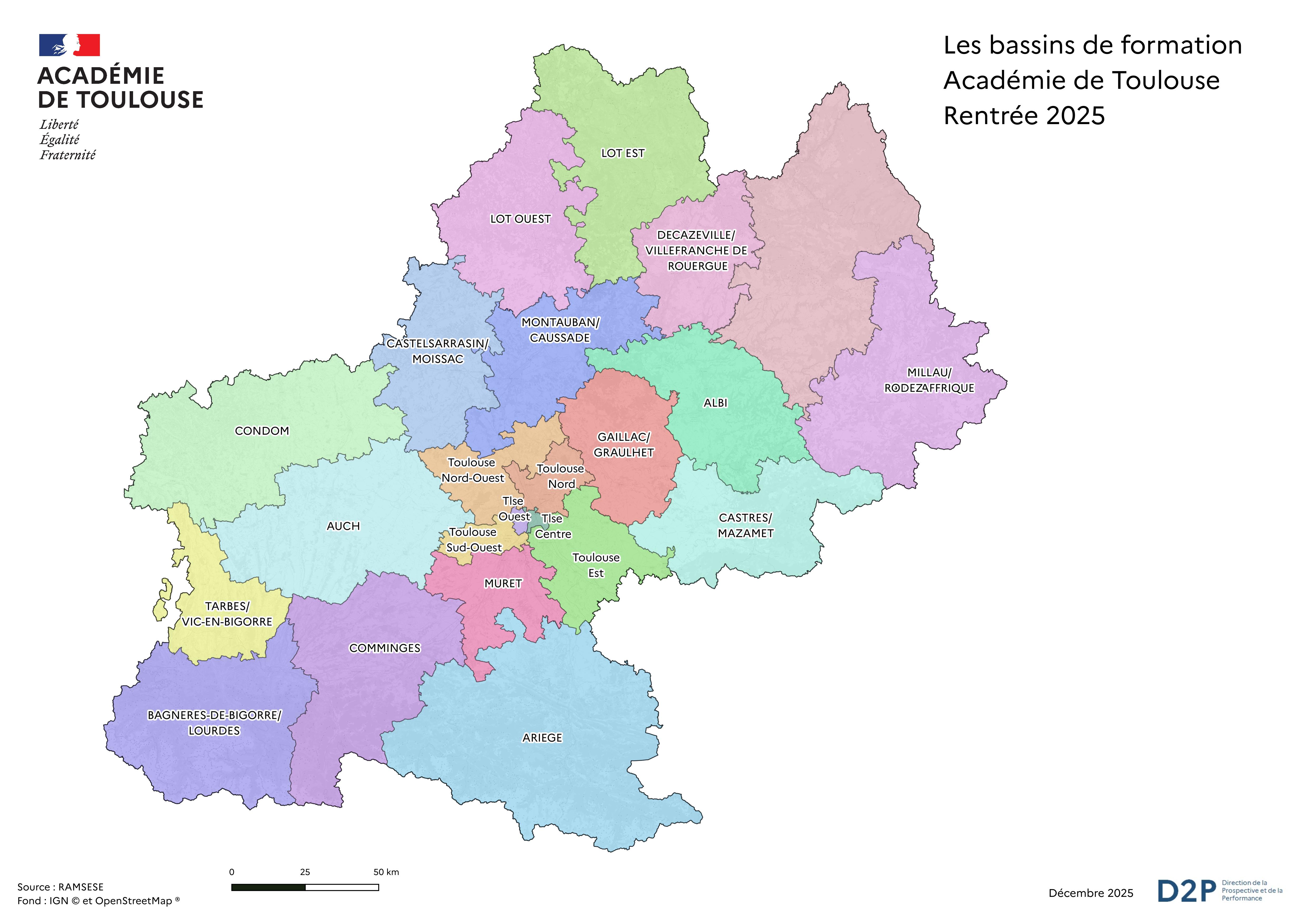 D2P - Les bassins de formation de l'académie - R2025