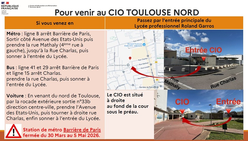 Accéder au CIO de Toulouse nord