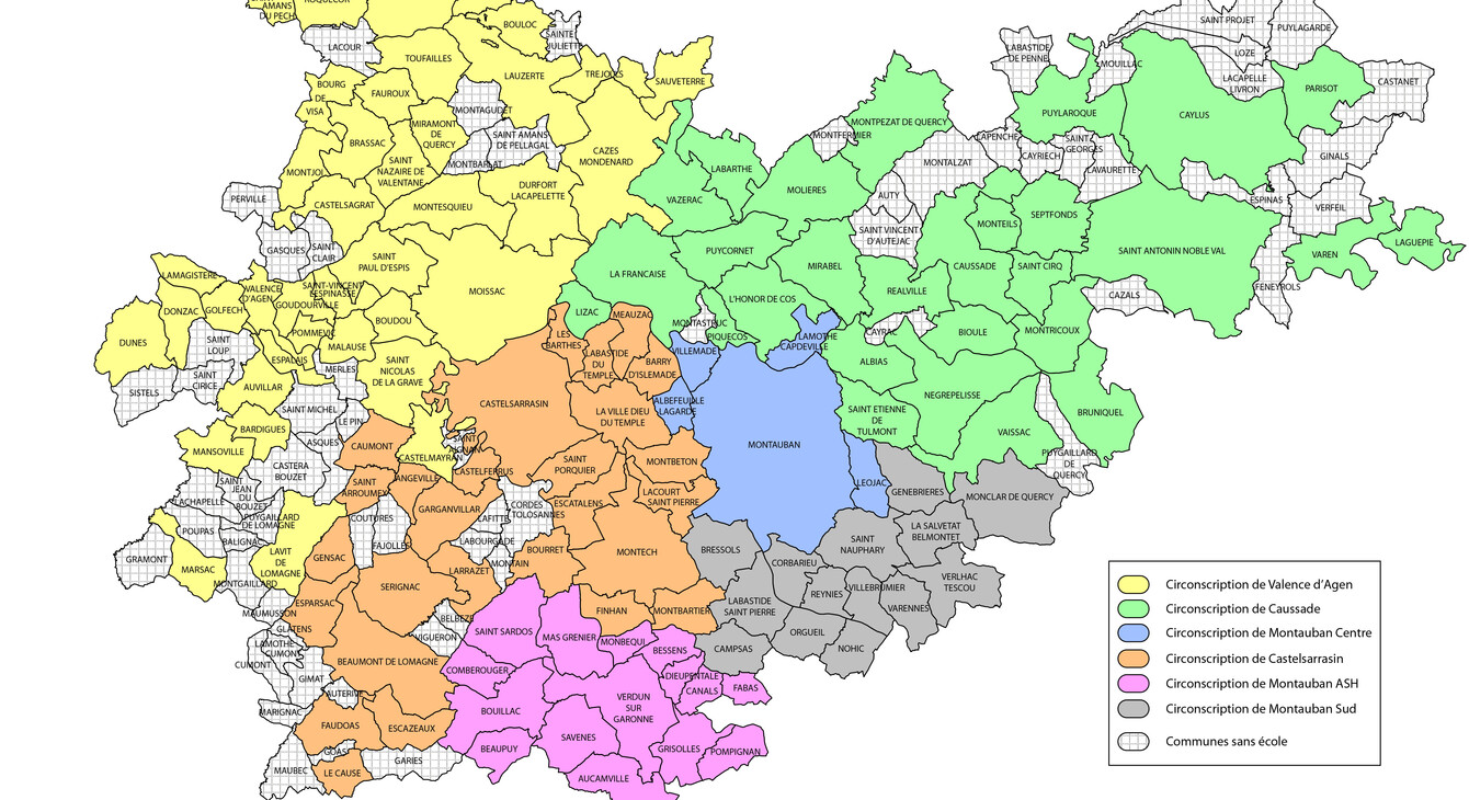 Carte des 6 circonscriptions